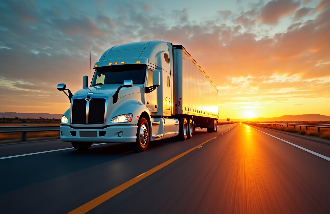Heavy duty semi-truck on California highway