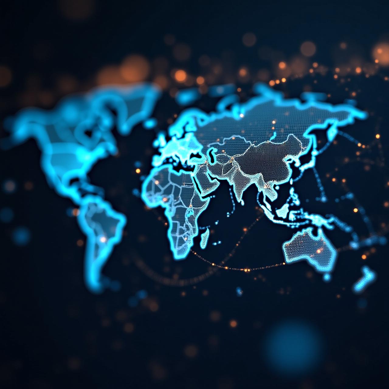 Global logistics forwarding network map on digital screen